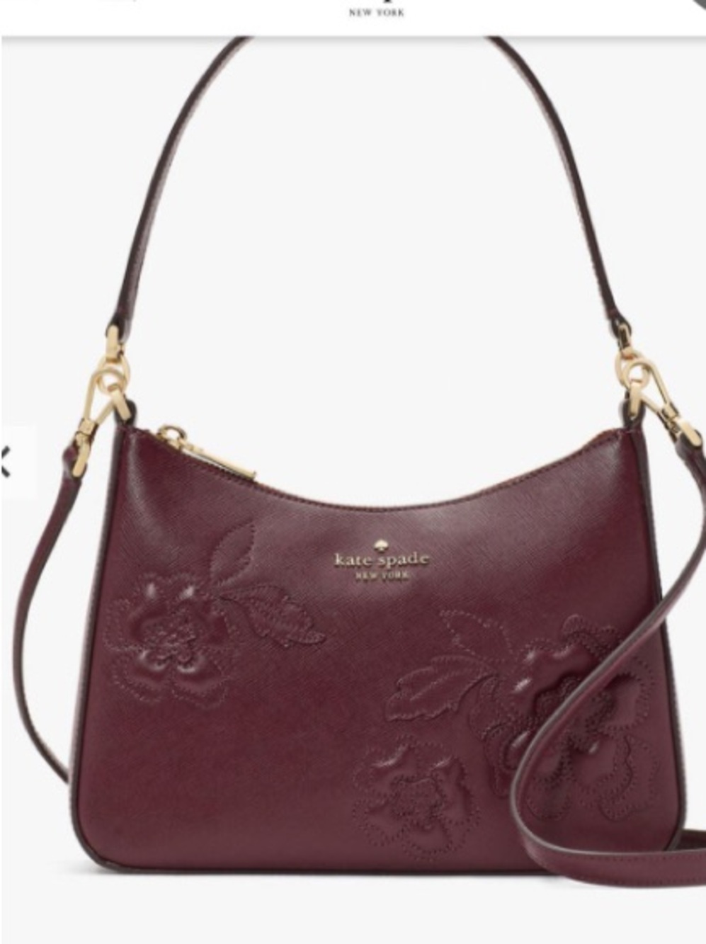 Kate Spade Dark Merlot Floral Blooms Shoulder Bag - Picture 2 of 11